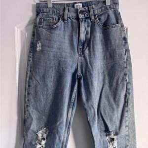 BDG High Rise Straight Leg Jeans Distressed Raw Hem | W27 L32